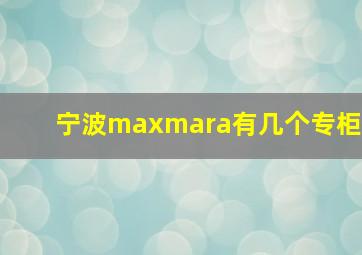 宁波maxmara有几个专柜