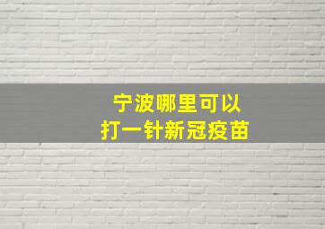 宁波哪里可以打一针新冠疫苗