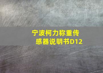 宁波柯力称重传感器说明书D12