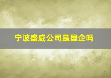 宁波盛威公司是国企吗