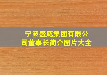 宁波盛威集团有限公司董事长简介图片大全