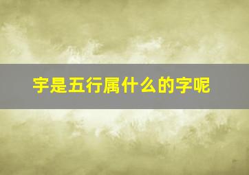 宇是五行属什么的字呢