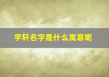 宇轩名字是什么寓意呢