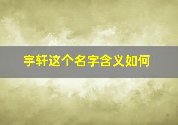 宇轩这个名字含义如何