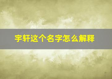 宇轩这个名字怎么解释