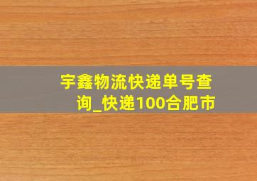 宇鑫物流快递单号查询_快递100合肥市