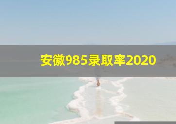 安徽985录取率2020