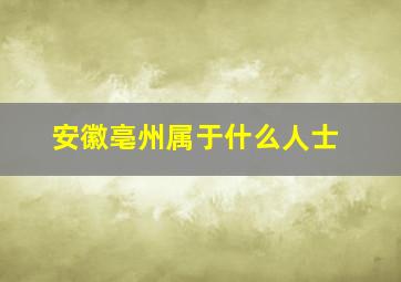 安徽亳州属于什么人士