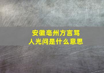 安徽亳州方言骂人光问是什么意思