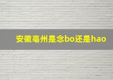 安徽亳州是念bo还是hao