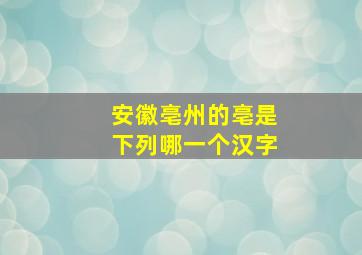 安徽亳州的亳是下列哪一个汉字