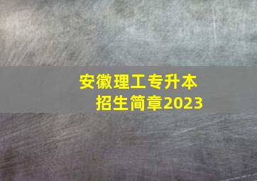 安徽理工专升本招生简章2023