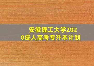 安徽理工大学2020成人高考专升本计划