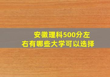 安徽理科500分左右有哪些大学可以选择