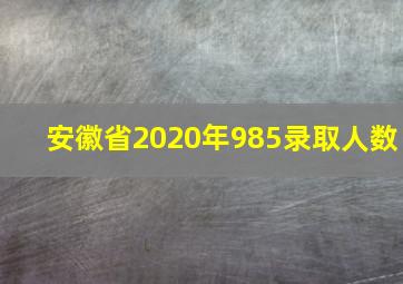 安徽省2020年985录取人数