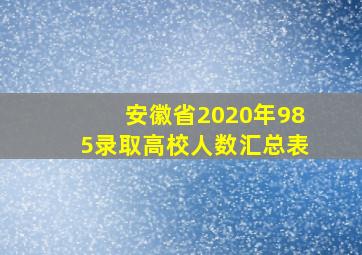 安徽省2020年985录取高校人数汇总表