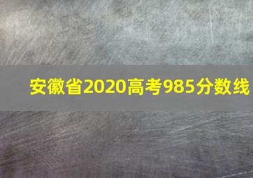 安徽省2020高考985分数线