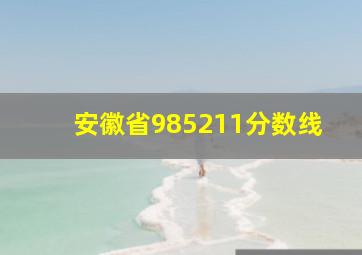 安徽省985211分数线