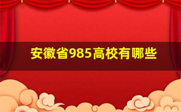 安徽省985高校有哪些