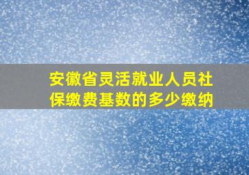 安徽省灵活就业人员社保缴费基数的多少缴纳