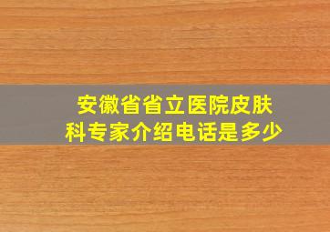 安徽省省立医院皮肤科专家介绍电话是多少