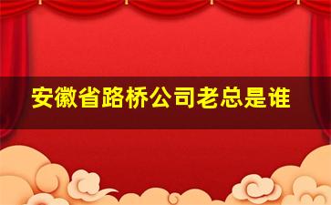 安徽省路桥公司老总是谁