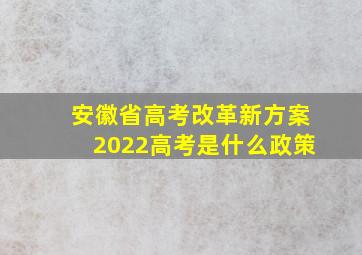 安徽省高考改革新方案2022高考是什么政策