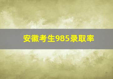 安徽考生985录取率