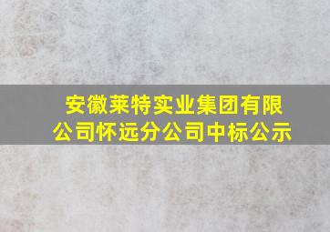 安徽莱特实业集团有限公司怀远分公司中标公示