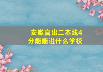 安徽高出二本线4分能能进什么学校