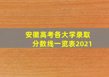 安徽高考各大学录取分数线一览表2021