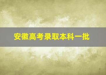 安徽高考录取本科一批