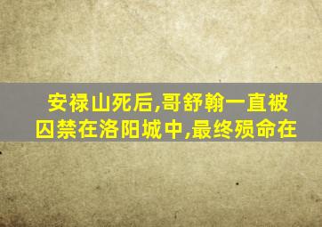 安禄山死后,哥舒翰一直被囚禁在洛阳城中,最终殒命在