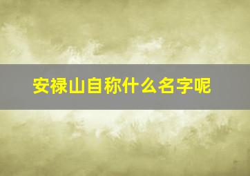 安禄山自称什么名字呢