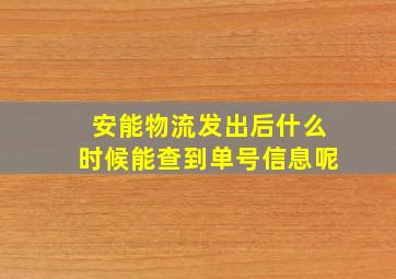 安能物流发出后什么时候能查到单号信息呢