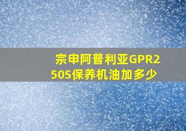 宗申阿普利亚GPR250S保养机油加多少