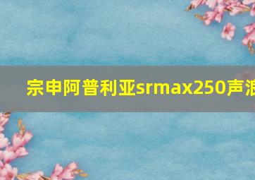 宗申阿普利亚srmax250声浪