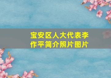 宝安区人大代表李作平简介照片图片