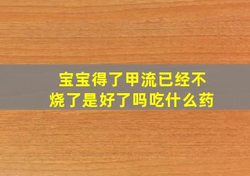 宝宝得了甲流已经不烧了是好了吗吃什么药