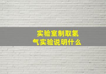 实验室制取氢气实验说明什么