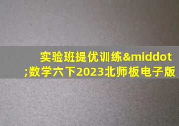 实验班提优训练·数学六下2023北师板电子版