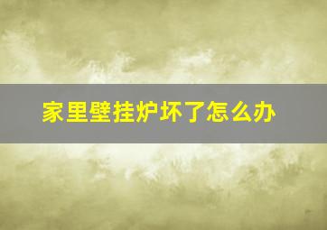 家里壁挂炉坏了怎么办