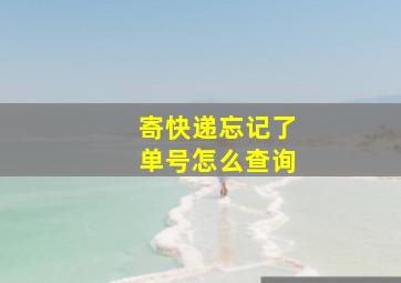 寄快递忘记了单号怎么查询