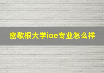 密歇根大学ioe专业怎么样