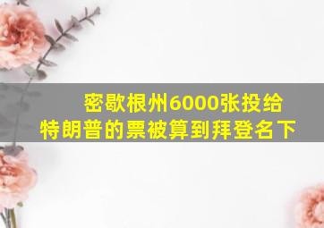 密歇根州6000张投给特朗普的票被算到拜登名下