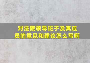 对法院领导班子及其成员的意见和建议怎么写啊