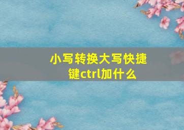 小写转换大写快捷键ctrl加什么