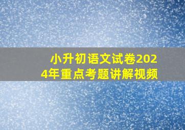 小升初语文试卷2024年重点考题讲解视频