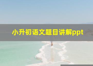 小升初语文题目讲解ppt