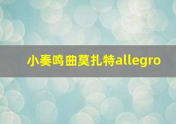 小奏鸣曲莫扎特allegro